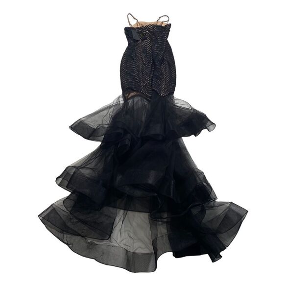 Terani Couture Sequined Lace Overlay Sheer Tulle Skirt Mermaid Gown Prom Dress 4 - Picture 11 of 16